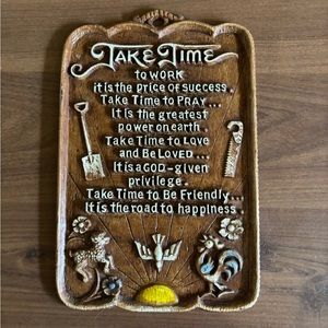 Vintage “Take Time” Inspirational Plaque Picture